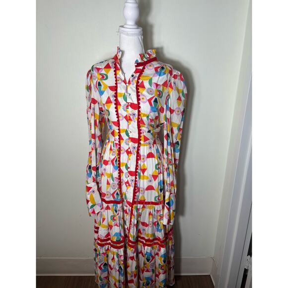 Celia Multicolor Long Sleeve Maxi Dress Sz S - Picture 4 of 4